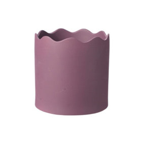 Ceramic Indoor Plant Pot, Wave Rim - Berry Colour. H17.5 cm