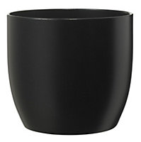 Ceramic Matt Black Indoor Plant Pot. No Drainage Holes. H10 x W12 cm