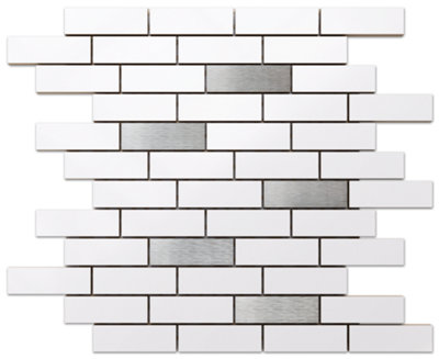 Ceramic mosaic on mesh for bathroom or kitchen 298mm x 373mm - Silver mine matt