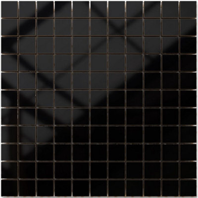 Ceramic mosaic on mesh for bathroom or kitchen 300mm x 300mm - Black Ocean