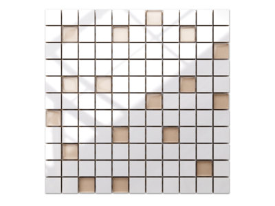 Ceramic mosaic with glass inserts on mesh for bathroom or kitchen 300mm ...