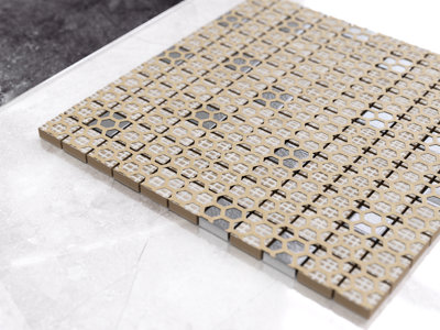 Ceramic mosaic with glass inserts on mesh for bathroom or kitchen 300mm ...