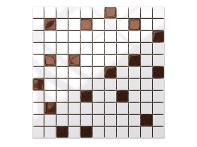 Ceramic mosaic with glass inserts on mesh for bathroom or kitchen 300mm ...