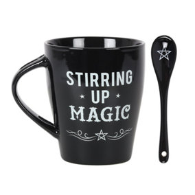 Ceramic Mug and Spoon Halloween Set - Stirring Up Magic. (500ml)