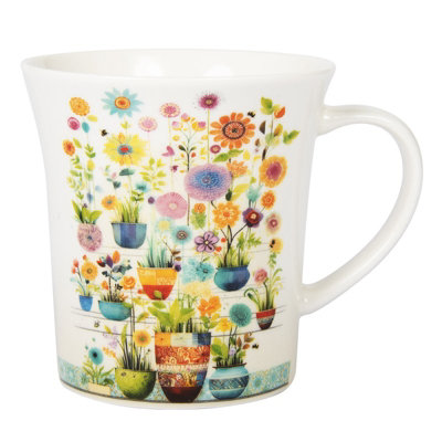 Ceramic Mug Portfolio Pots Coffee Cup Floral Flowers Design 320ml Drinkware