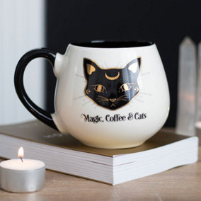 Ceramic Mystical Black Cat Rounded Mug (500 ml)