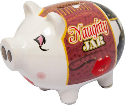 Ceramic Novelty Piggy Bank Coins Safe Money Box Savings Cash Secure Pocket Naughty Jar