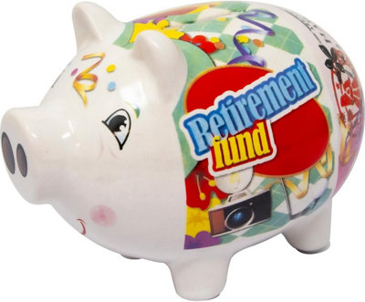 Ceramic Piggy Bank Coins Money Box Secure Safe Savings Cash Novelty Retirement Fund