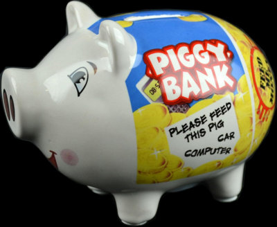 Ceramic Piggy Bank Money Box Secure Safe Savings Cash Coins Novelty Save Funds