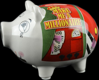 Ceramic Piggy Bank Secure Safe Savings Cash Money Box Coins Novelty Make Me A Millionaire