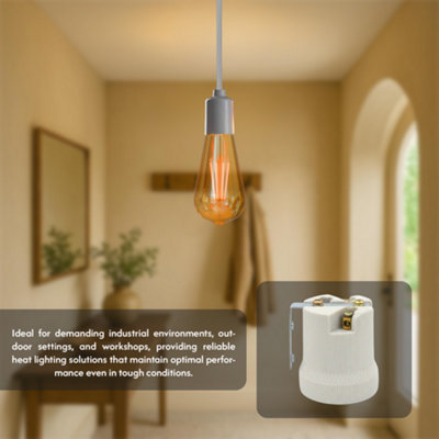 Ceramic Porcelain E27 Lamp Holder White Screw In Light Bulb Socket with ...