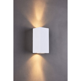 Ceramic Rectangle Shaped Wall Light, 2 lights Up and Down White Paintable GU10 sockets (NO BULBs)