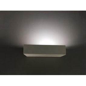 Ceramic Rectangle Wall Light, White Paintable Uplighter G9 socket (NO BULB)
