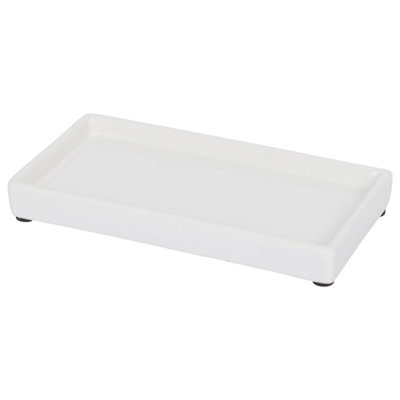 Ceramic Soap Dispenser Tray - White