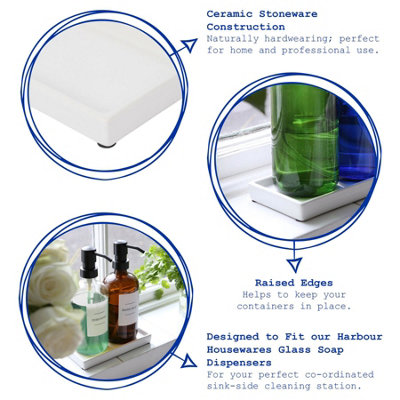 Ceramic Soap Dispenser Trays - White - Pack of 2