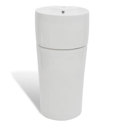Ceramic Stand Bathroom Sink Basin Faucet/overflow Hole White Round Basins