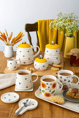 Ceramic Sweet Bee Stoneware Kitchen Tea Coffee Sugar Storage