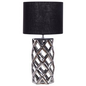 Ceramic Table Lamp Silver with Black SELJA