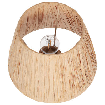 Ceramic Table Lamps Pair with White and Natural Cone Paper Shades, Distressed Finish, 31cm H