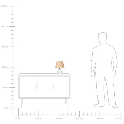 Ceramic Table Lamps Pair with White and Natural Cone Paper Shades, Distressed Finish, 31cm H