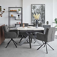 Ceramic top marble effect extending dining table with metal legs modern style - Apollo Motion Dining Table 120-190cm