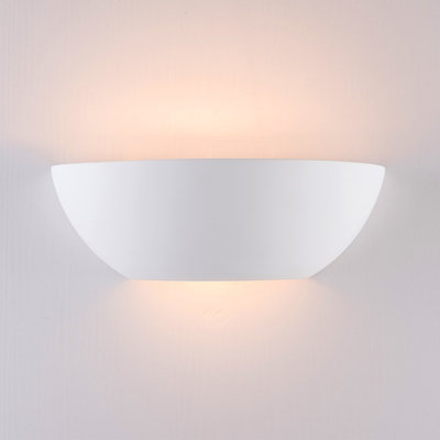 Ceramic Up/Down Wall Light, Open Semi-Circle Shade, 1xE14 Bulb Cap 40 Watts Maximum, White Finish