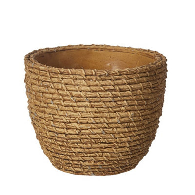 Ceramic Woven Texture Indoor Plant Pot H11cm