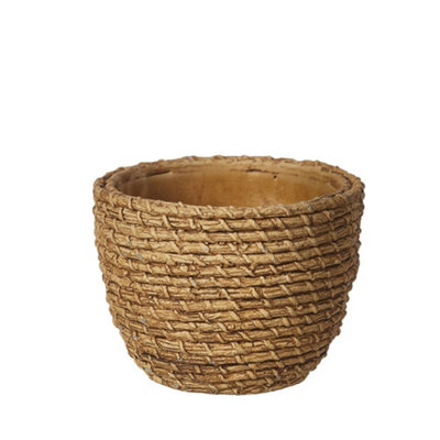 Ceramic Woven Texture Indoor Plant Pot H9cm