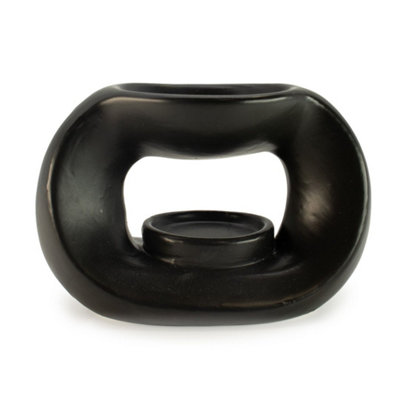 Ceramic Zen Oil Burner Oval Pebble Matt Black Diffuser