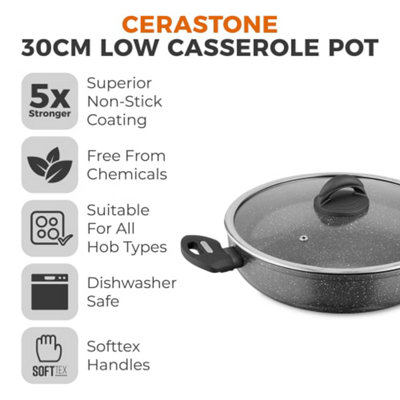 Cerastone 30cm Low Casserole Graphite