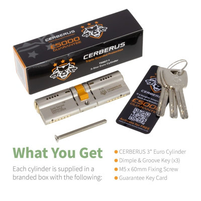 CERBERUS TS007 3-Star Euro Cylinder SSD Door Lock - 50/50 (100mm)