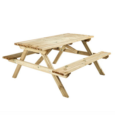 Cerland Alma 6 Seater Wooden Picnic Table 5ft - Pressure Treated - 4