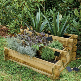 Cerland Angelic 3 Tiered Wooden Raised Bed - W80cm x H36cm x D60cm - Traditional - Pressure Treated