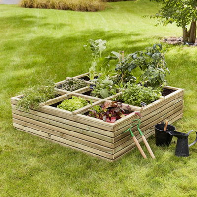 Cerland Horizon Contemporary Wooden Raised Bed - W119cm x H36cm x D119cm - 9 Sections