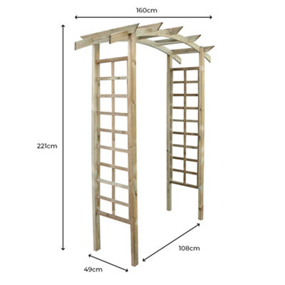Cerland Luna Curved Wooden Garden Arch - 2.2m - Pressure Treated - 3