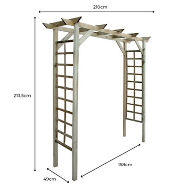 Cerland Luna Flat Wooden Garden Arch - 2.1m - Pressure Treated - 3