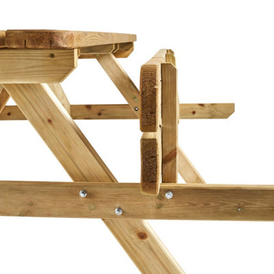 Cerland Romane 6 Seater Wooden Picnic Table with Folding Benches 6ft - Pressure Treated - 5