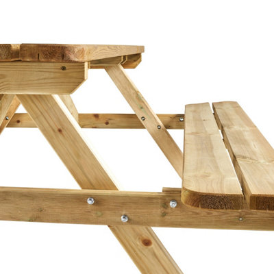 Cerland Romane 6 Seater Wooden Picnic Table with Folding Benches 6ft - Pressure Treated - 6