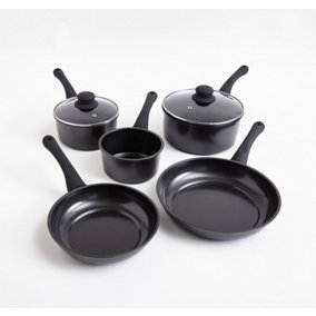 Cermalon 5 Piece Black Carbon Steel Cookware Set