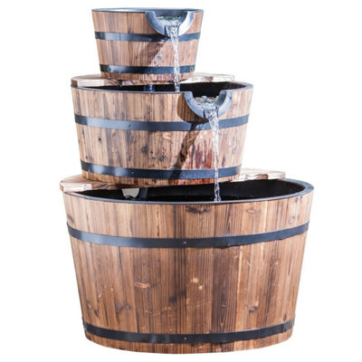 Certikin Heissner 3-Tier Wooden Barrel Water Feature with Pump 016592-00