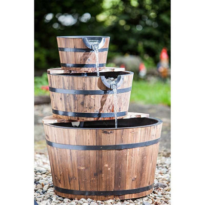 Certikin Heissner 3-Tier Wooden Barrel Water Feature with Pump 016592-00