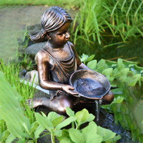 Certikin Heissner Girl with Bowl Water Spitter Fountain Statue 45cm 003230-00
