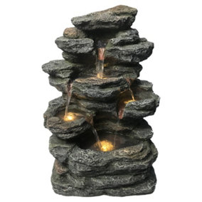 Certikin Heissner Rocky Waterfall Water Feature with Pump and Light 016586-00