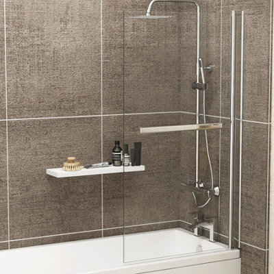Cesar 1700 x 700mm Acrylic Square Edged Single Ended White Straight Bath Square Screen with Towel Rail & Front,End Panel