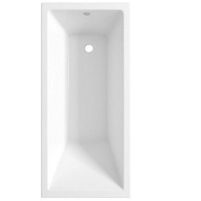 Cesar 1700 x 700mm Acrylic Square Edged Single Ended White Straight Bath Square Screen with Towel Rail & Front,End Panel