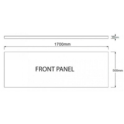 Cesar 1700 x 700mm Acrylic Square Edged Single Ended White Straight Bath Square Screen with Towel Rail & Front,End Panel