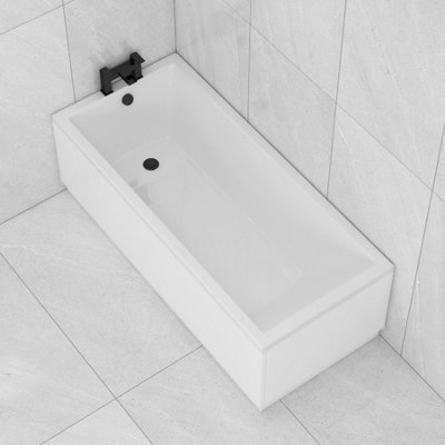 Cesar 1800 x 800mm Acrylic Square Edged Single Ended Gloss White Straight Bathtub