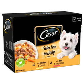 Cesar Deliciously Fresh Pouch Favourites In Jelly 12x100g (Pack of 4)
