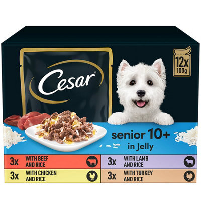 Cesar Senior 10+ Deliciously Fresh Pouch Mixed Jelly 48 x 100g