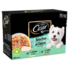 Cesar Senior Dog Pouches Mixed Selection In Sauce 48 x 100g
